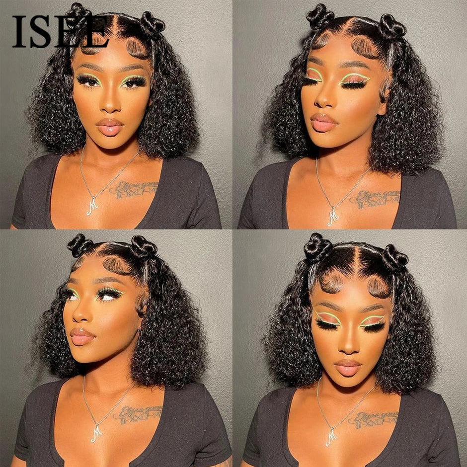 ISEE HAIR Mongolian Kinky Curly Bob Wig Lace