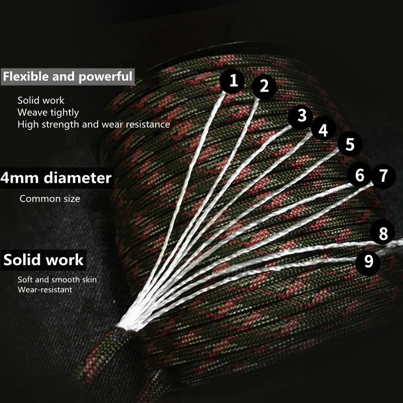 Military 9 Strand 4mm 650 Paracord 50m 100m