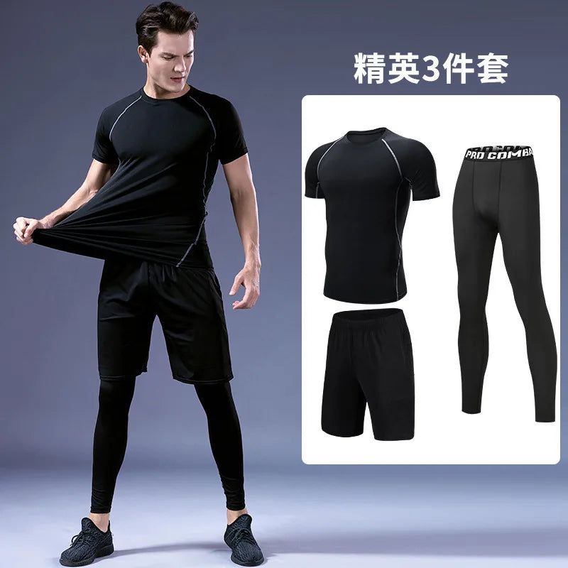Quick-drying tights set men's running fitness training clothes