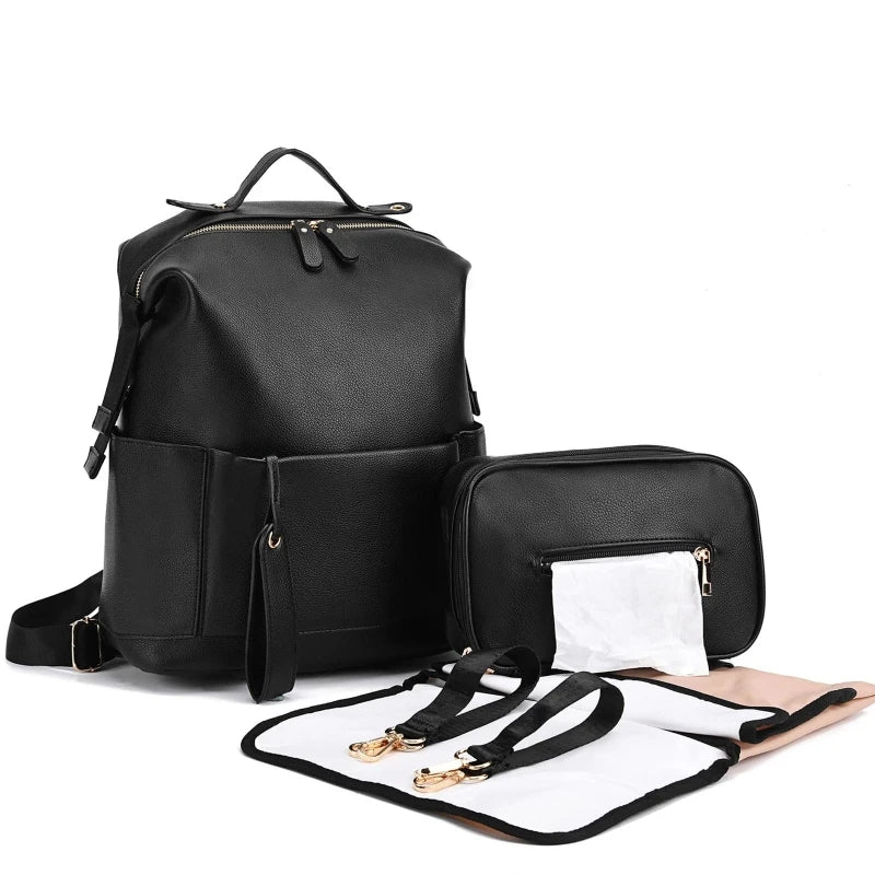 Multifunction Leather Diaper Bags Large Capacity Baby Bags