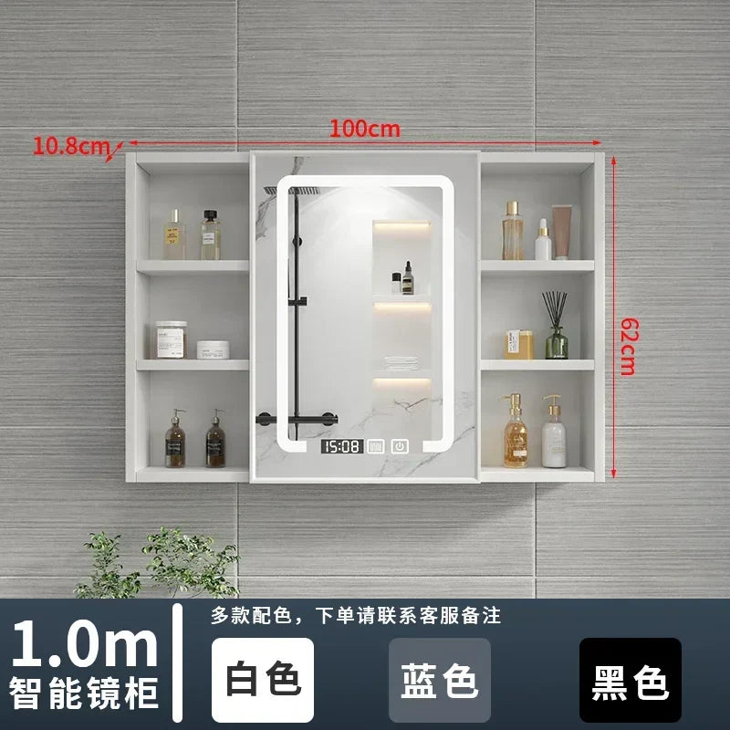 Italian Aluminum Alloy Smart Bathroom Mirror Cabinets Luxury