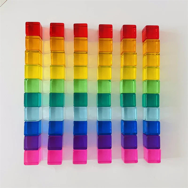 Acrylic Cubes Rainbow Gem Blocks Transparent Stacking Toys