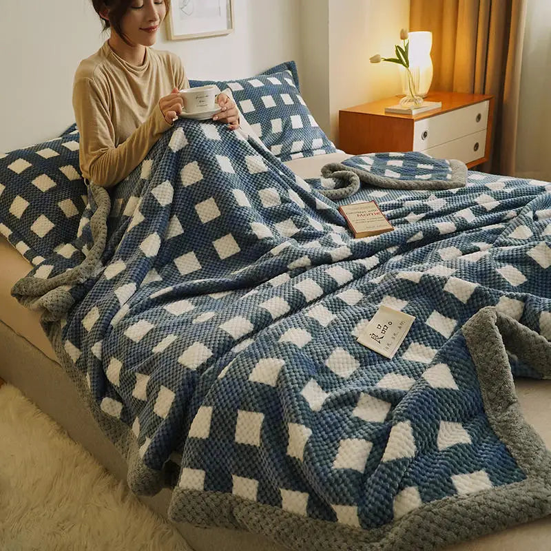 Knit Blanket Throw Soft Chenille Yarn Knitted Blanket
