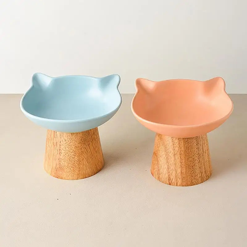 Raised Cat Food Dish Porcelain Feeder Dish With