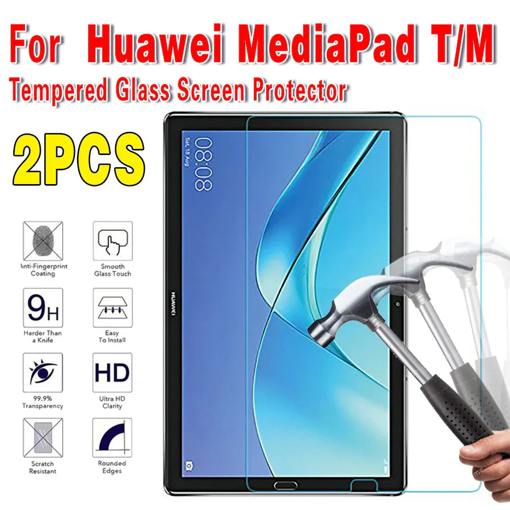2Pcs Tempered Glass Tablet Screen Protector for Huawei
