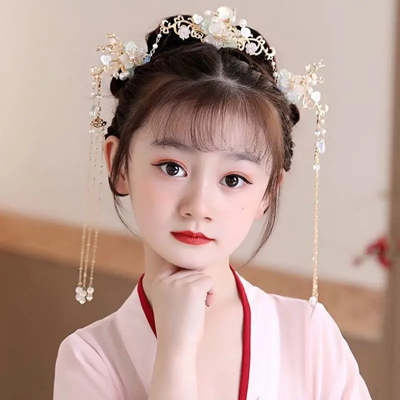 Chinese Hanfu Hair Accessories Set Long Fringed Vintage