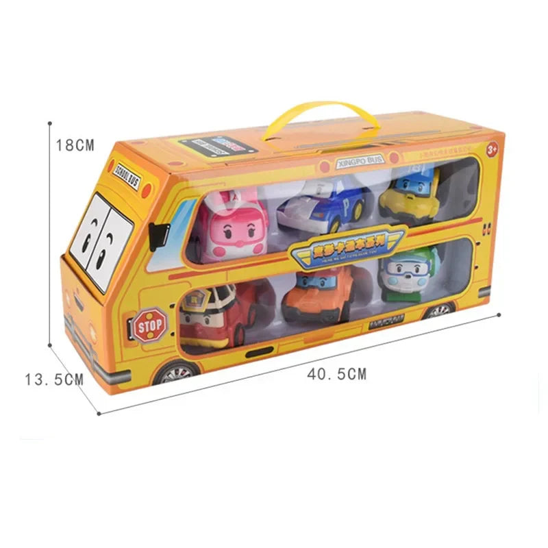 Set of 6 Pcs Poli Car Kids Robot