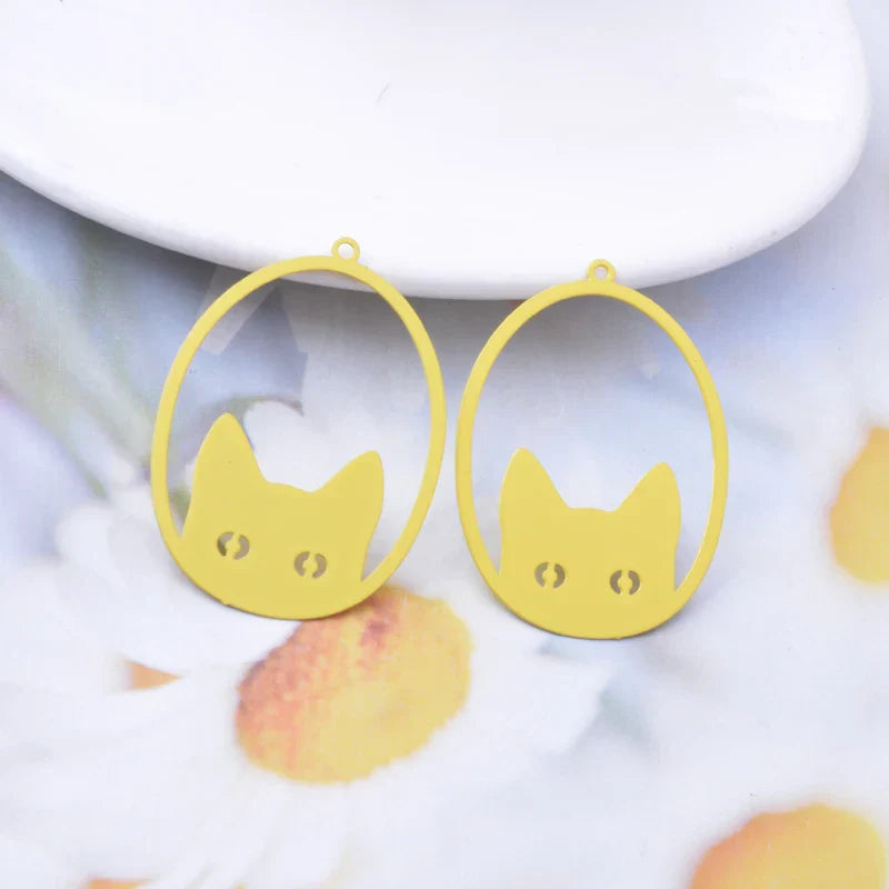 30pcs AD3485 Filigree ovalshaped Eyes Of Cat Charms