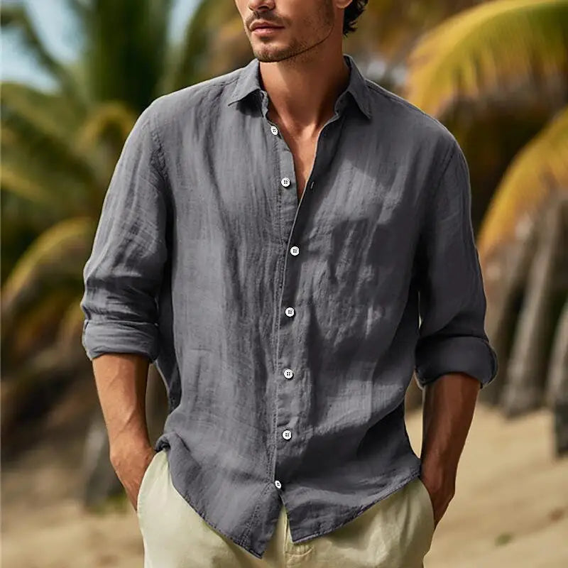 Men's Cotton Linen Business Casual Shirts And Blouses
