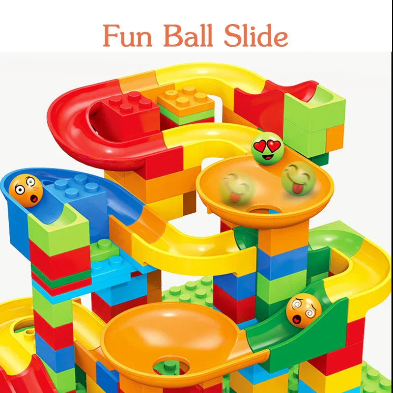 Mini Marble Run Building Blocks Kids Toy Plastic