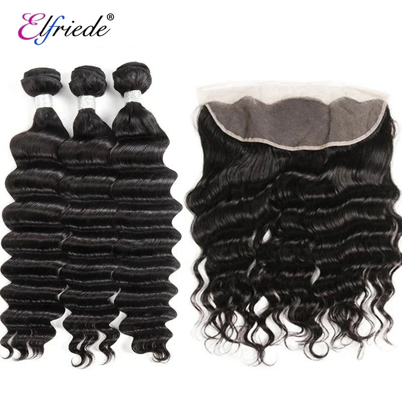 Elfriede Natural Black Loose Deep Wave Bundles with