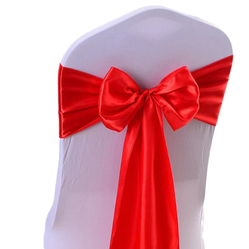 10/100pcs Satin Chair Bow Sashes Wedding Chair Knots