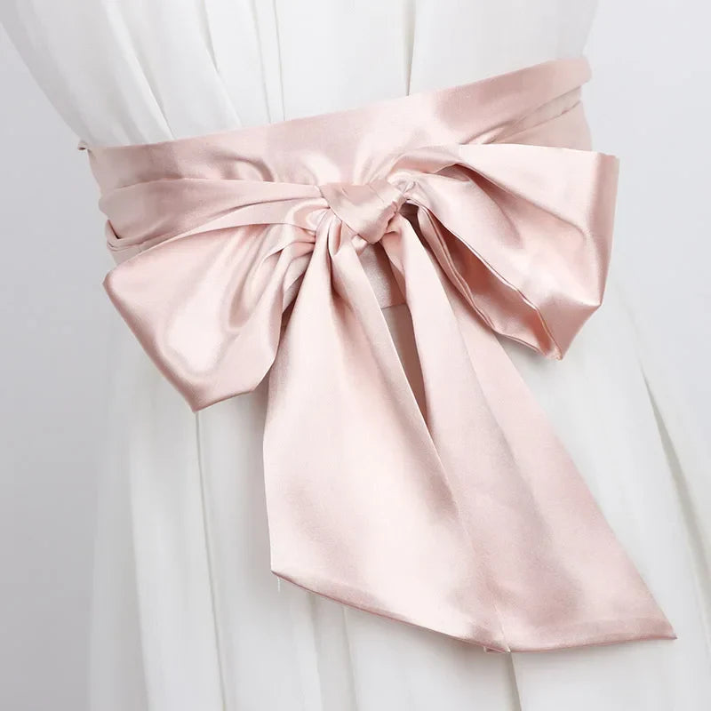 Satin Silk Wide Belt Women 250cm Long Japanese