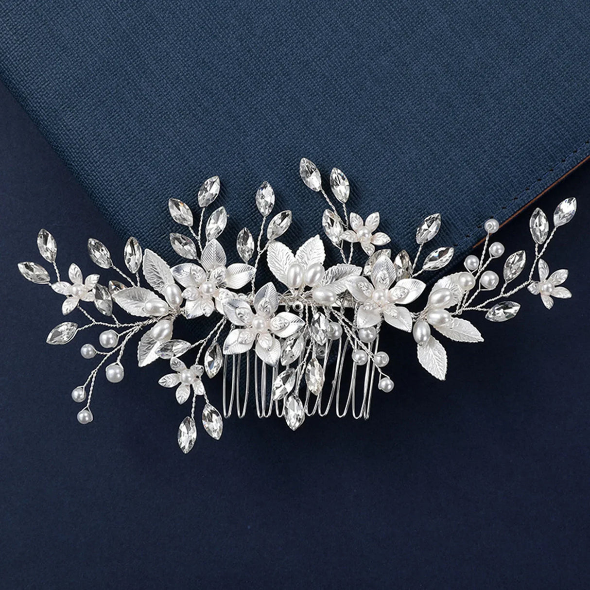 Silver Color Flower Hair Comb Clip Girls Handmade
