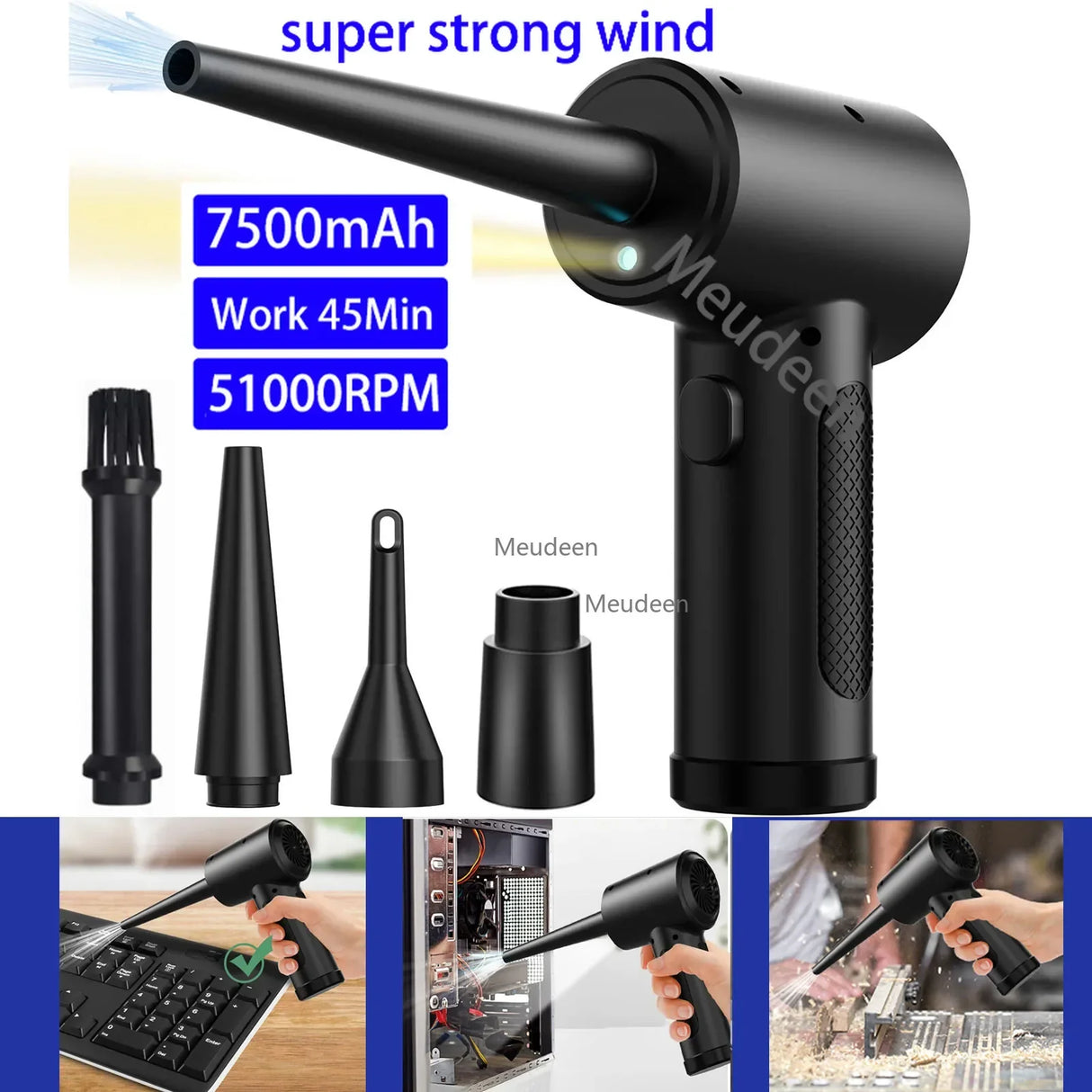 Cordless Air Duster Blower Multi-Use Portable Compressed Air