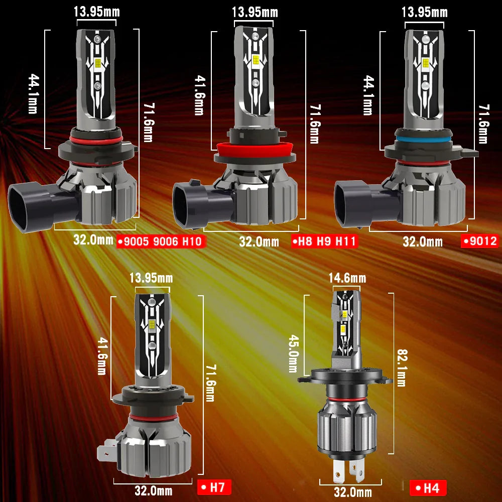 2pcs 30000LM H4 H7 LED Headlight Fog Lamp 6000K
