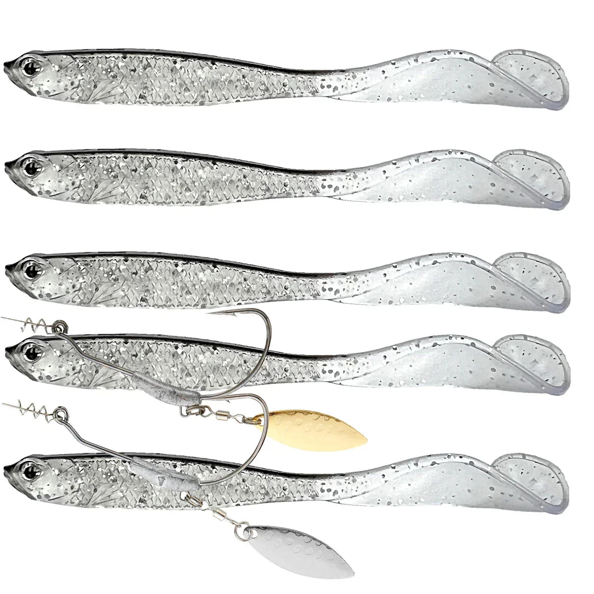 5Pcs lues 2pcs hooks Vigour Perch Fishing Lure