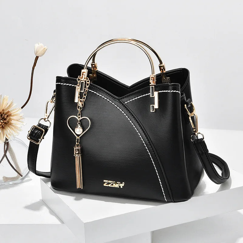 Newposs PU Leather Large Capacity Woman Handbag Grid