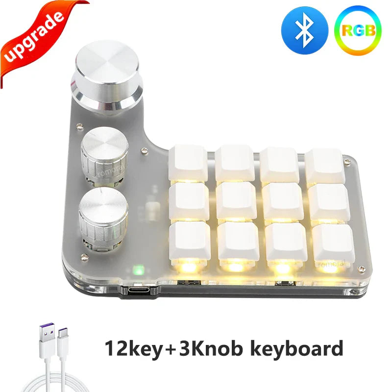 Macro Programming Keyboard Bluetooth USB Backlit 2.4G Wireless