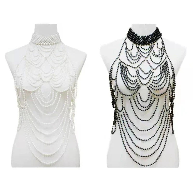 Body Chain Jewelry Pearl Sexy Beaded Collar Shoulder