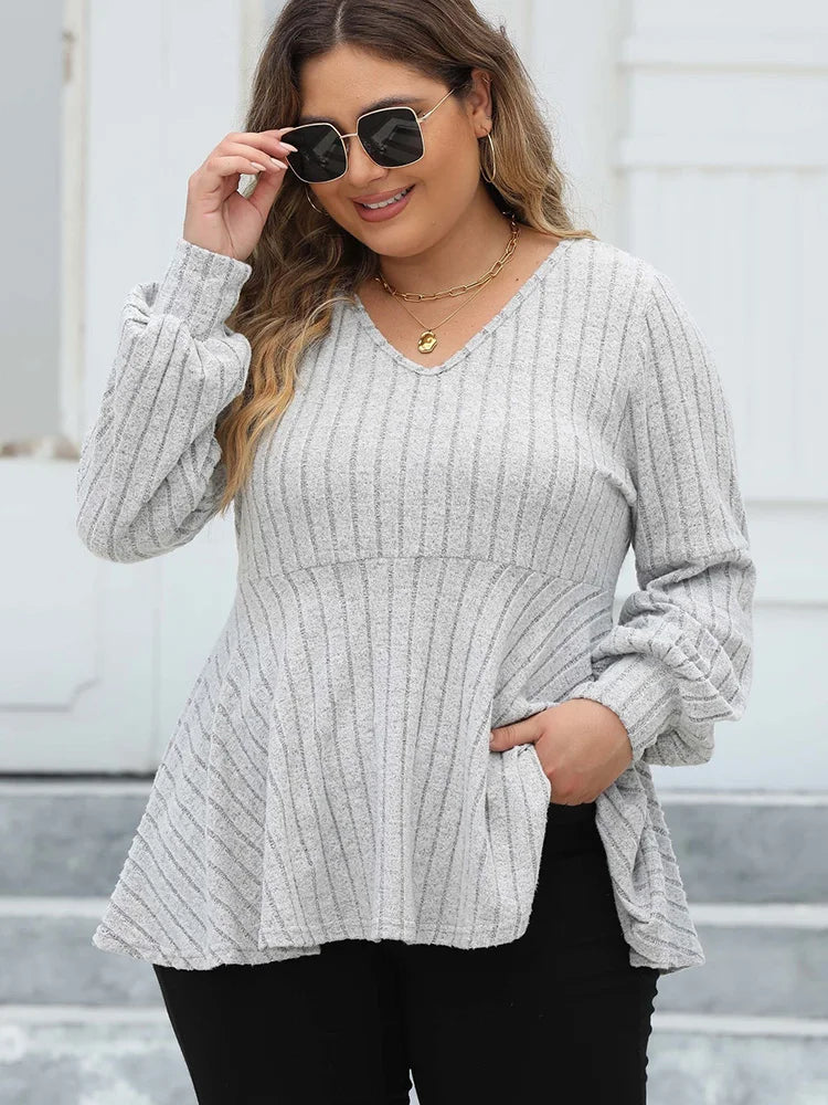 GIBSIE Plus Size Long Sleeve Tops for Women