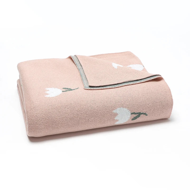 Newborn Baby Blankets 100*80cm Breathable Cotton Knitted Infant