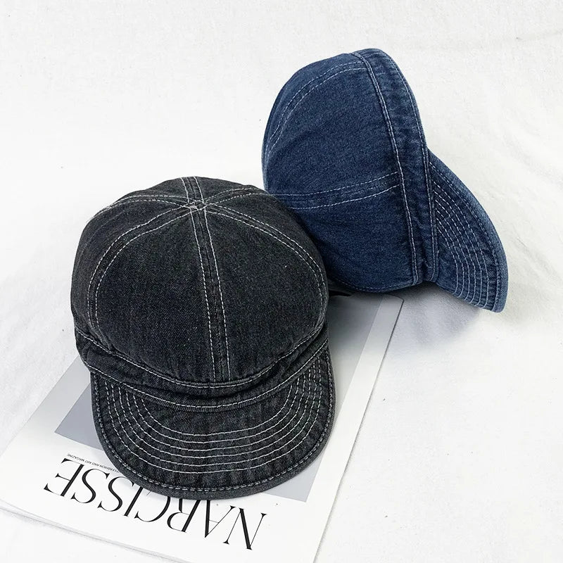 Short Brim Denim Baseball Caps for Men Summer