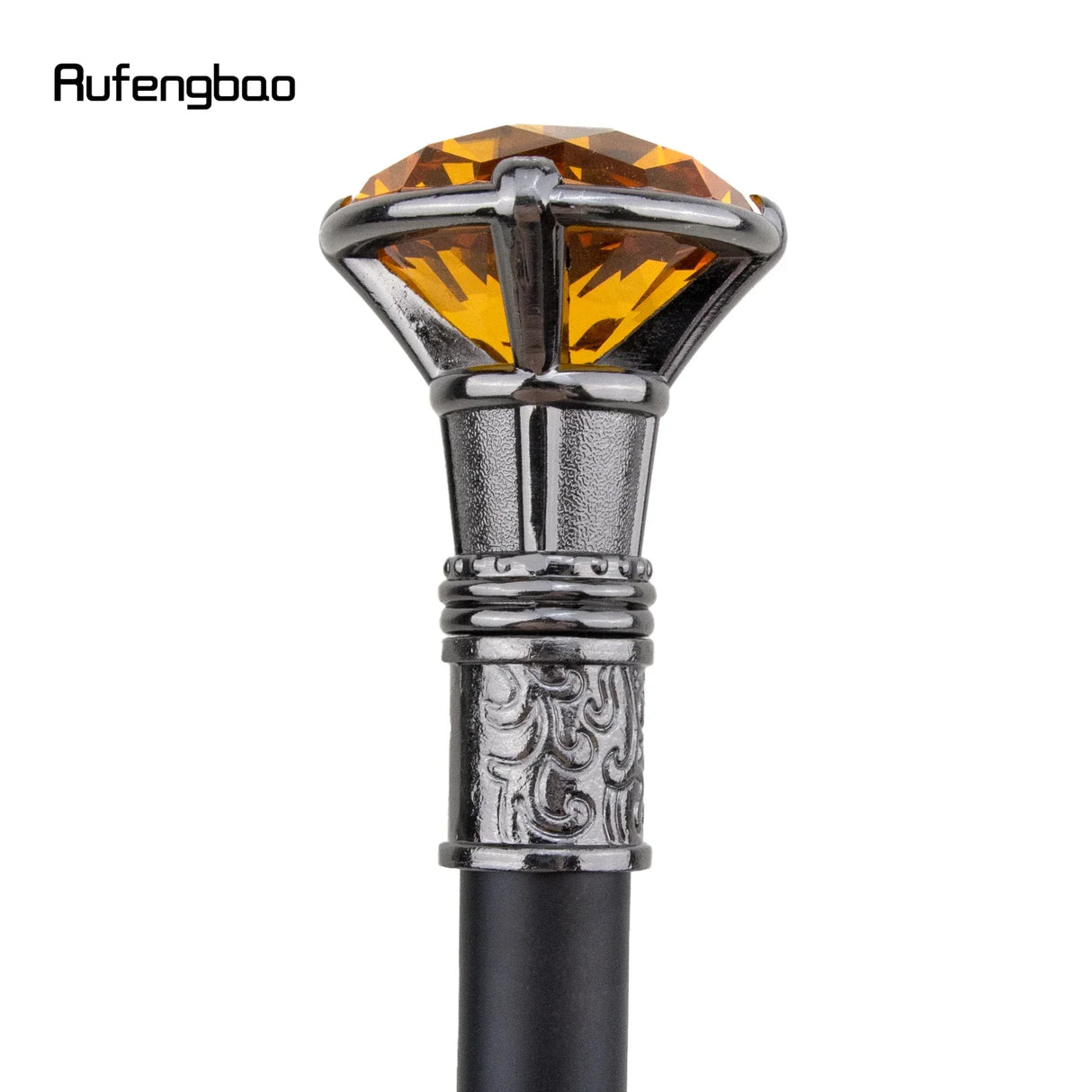 Orange Diamond Type Silver Walking Stick with Hidden