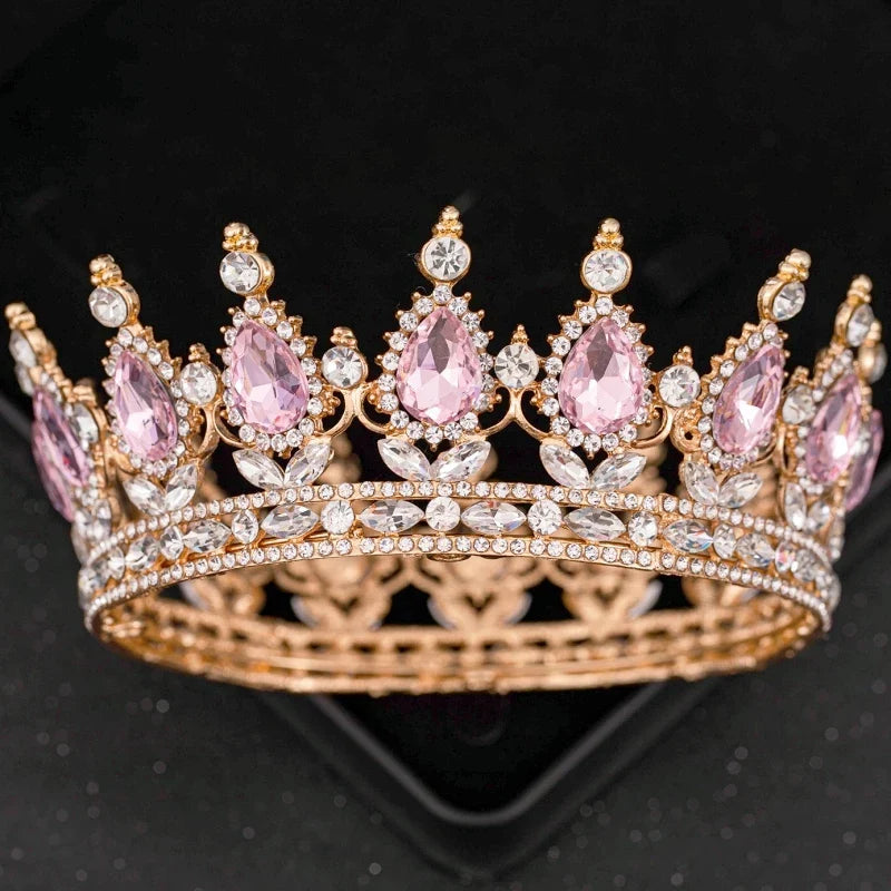 Pink Crystal Tiaras And Crowns Rhinestone Prom Diadem