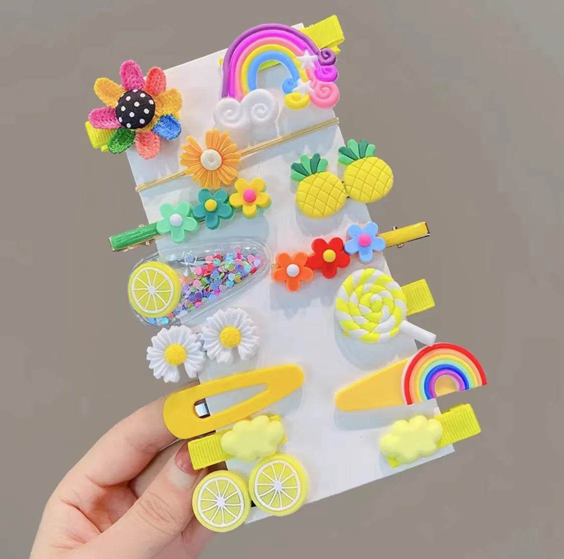 14Pcs/Set Cartoon Butterfly Rainbow Hairpin For Kids Girls