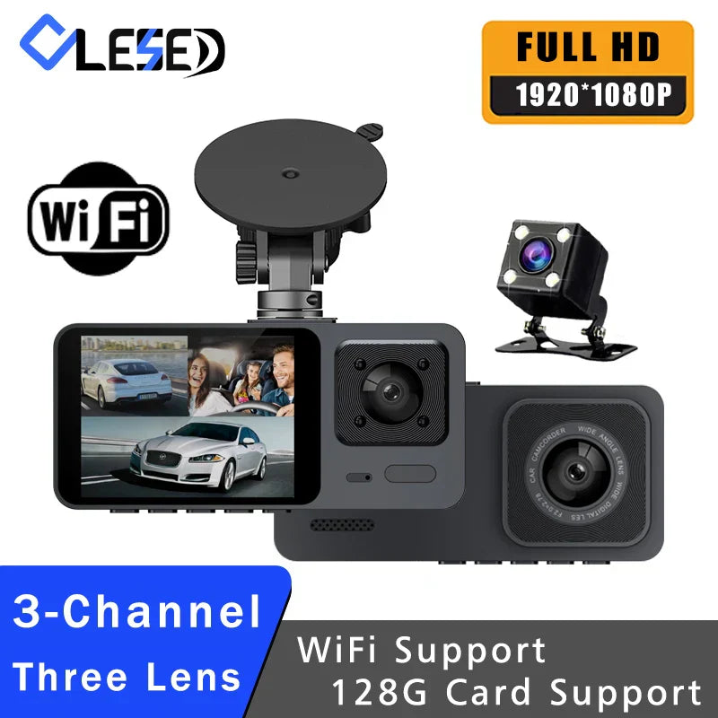 Wifi 3Channel Car Dvr 3 Camera Dash Cam