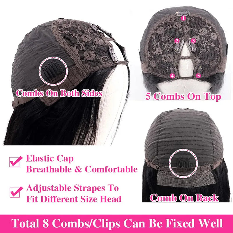 Kinky Curly U V Part Wig Human Hair