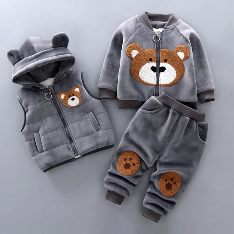 Autumn Winter Baby Boys Clothes Sets Thick Fleece