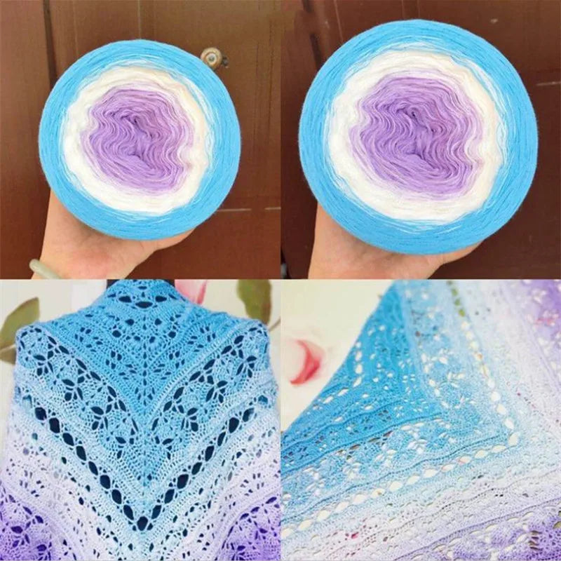 300g Cake Gradient Color Crocheted Shawl Blanket DIY