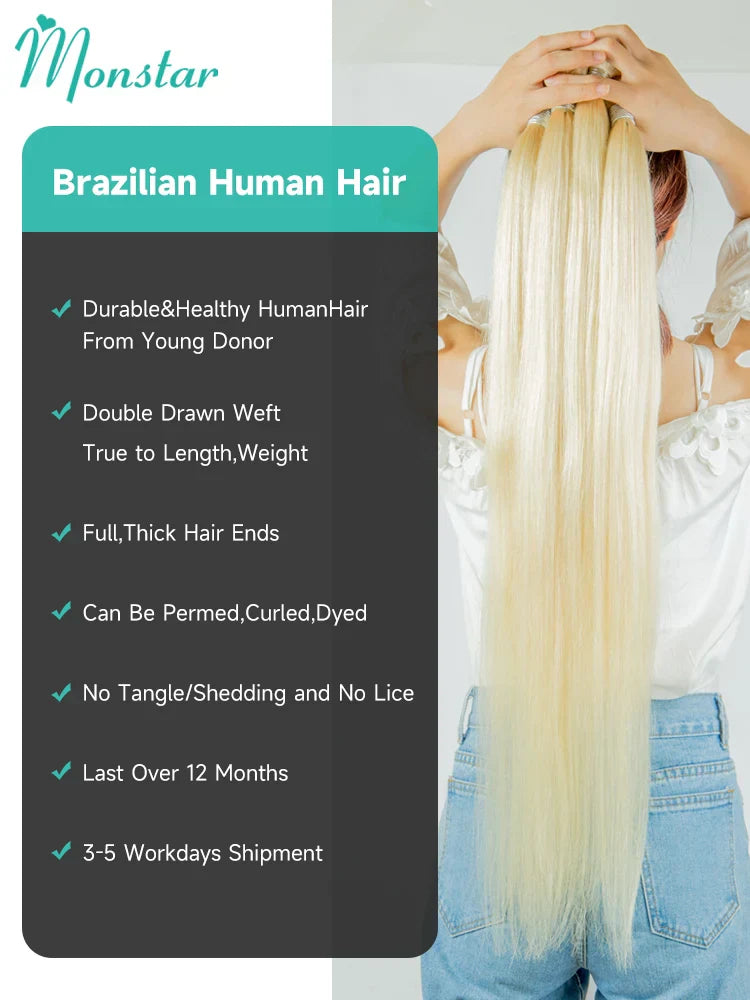 Monstar 1/3/4 613 Blonde Straight Hair Bundles Brazilian