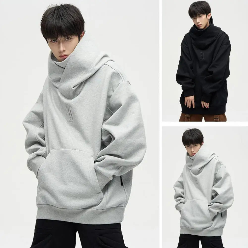 Solid Color Men Sweatshirt Japanese Harajuku Urban Streetwear