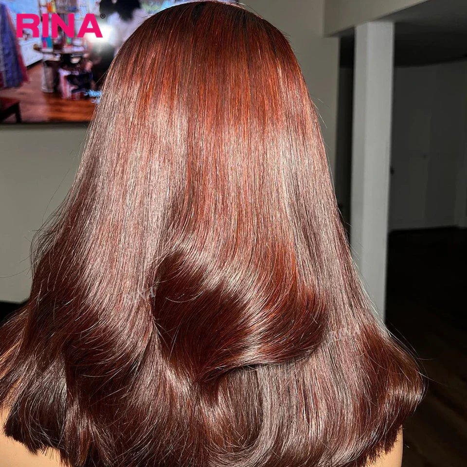 180 Density 13x4 Reddish Brown Short Bob Lace