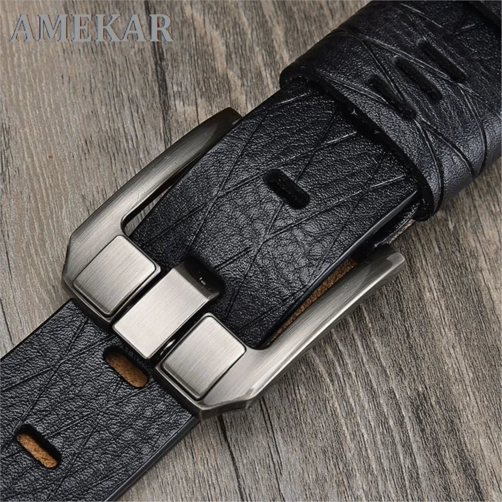 Male Luxury Pin Buckle Belts Genuine Leather Strap
