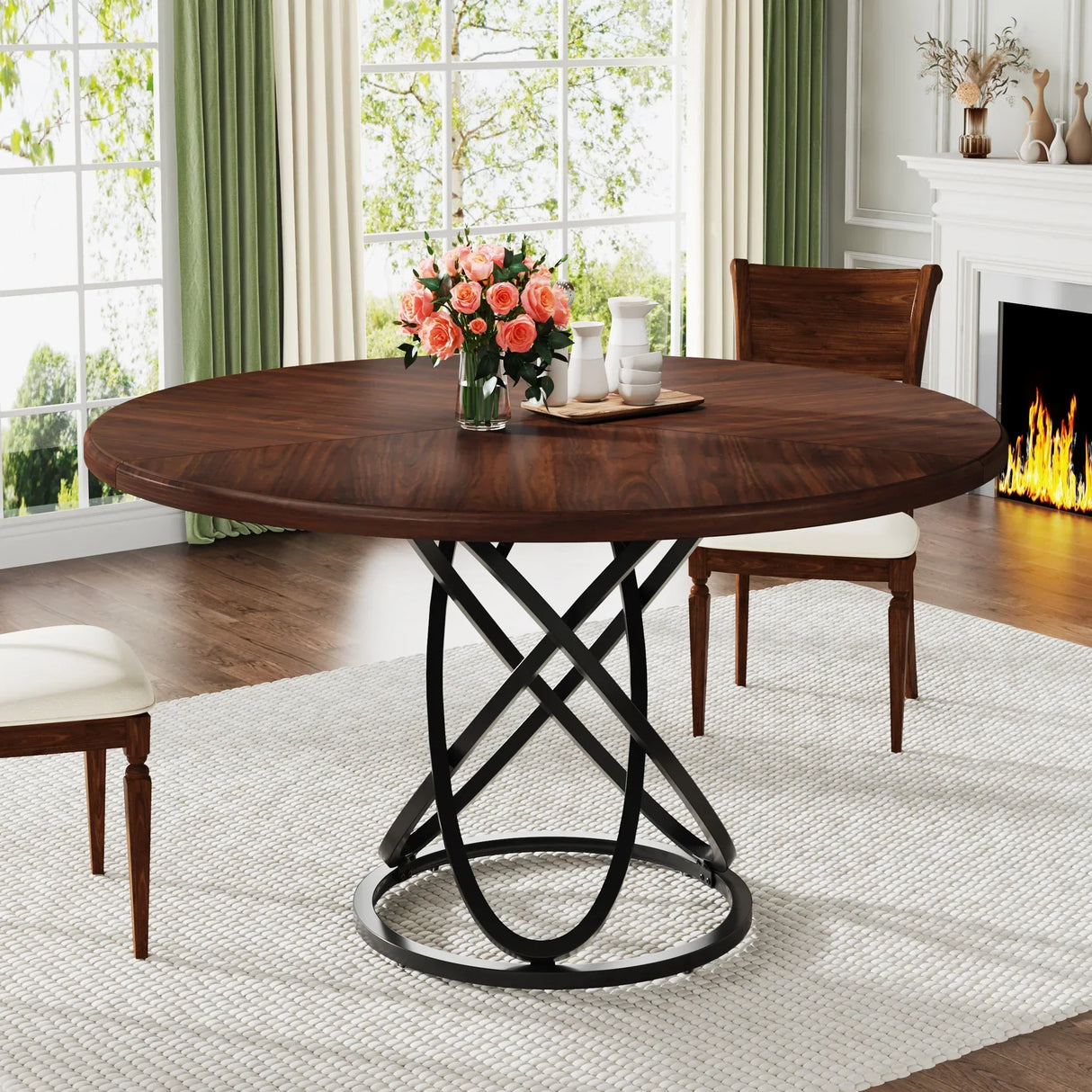 Tribesigns Round Dining Table for 4, 47 Inch
