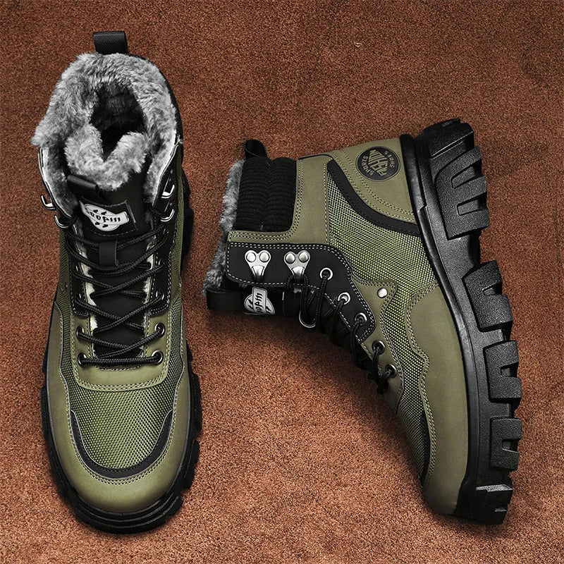 Ankle Boots Men's Winter Biker Motorcycle High Top