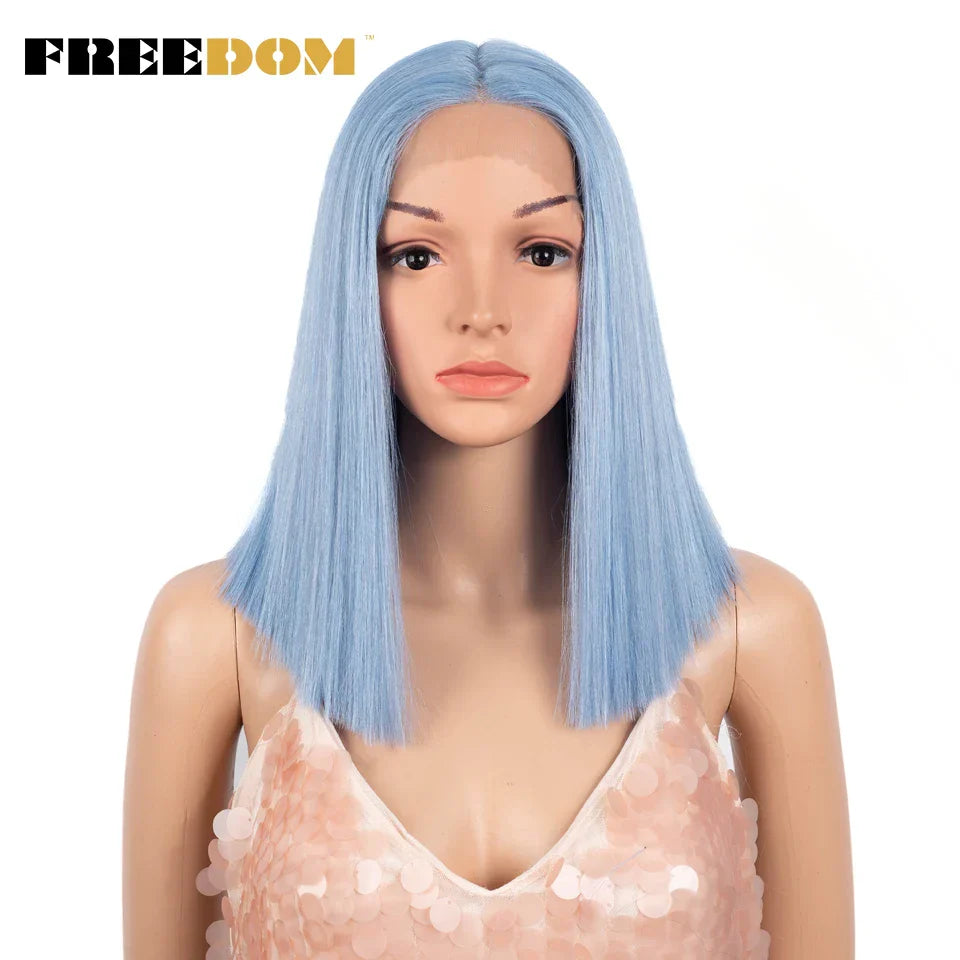 FREEDOM Synthetic Lace Wig Short Bob Straight Middle
