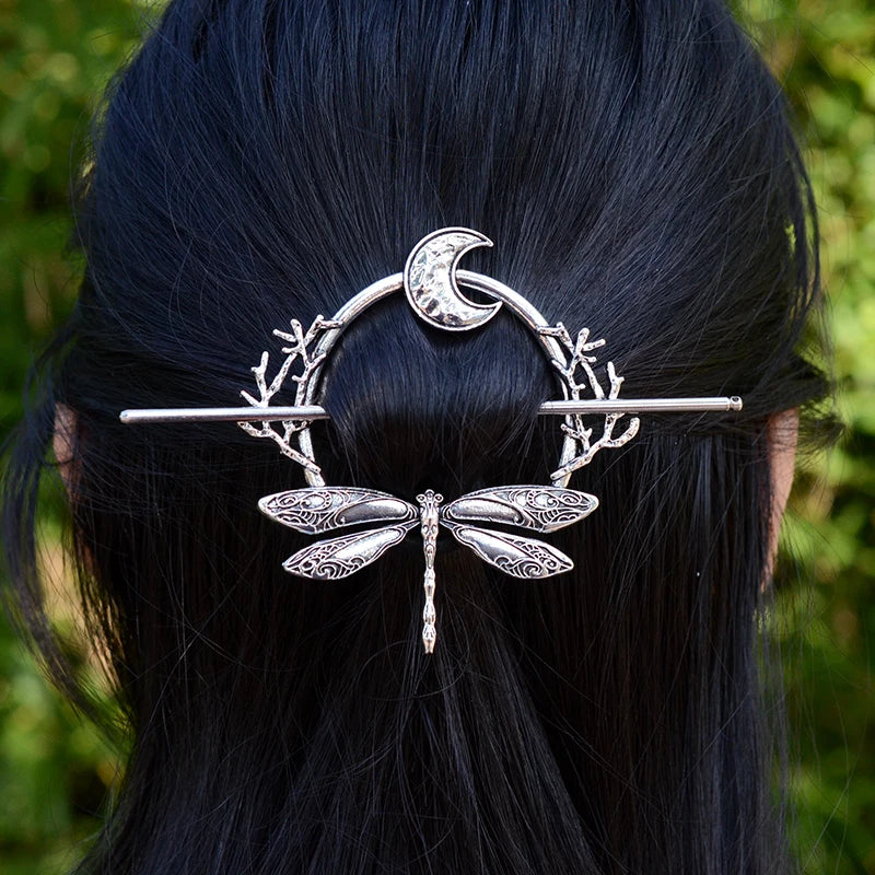 Witch Bat Hairstick Black Gothic Barrette Pagan Vampire