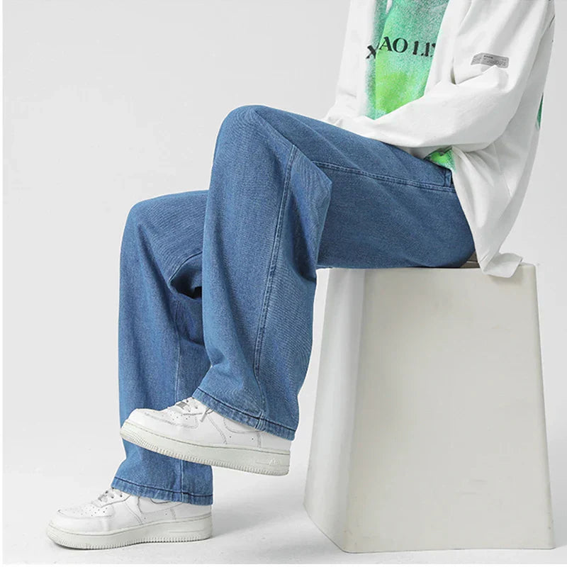 New Men's Jeans Denim Blue Denim Pants Long