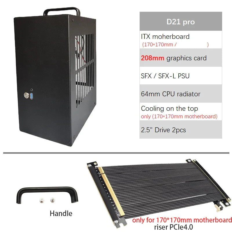 D21pro A4 Chassis 17*19cm Motherboard Mini ITX Game
