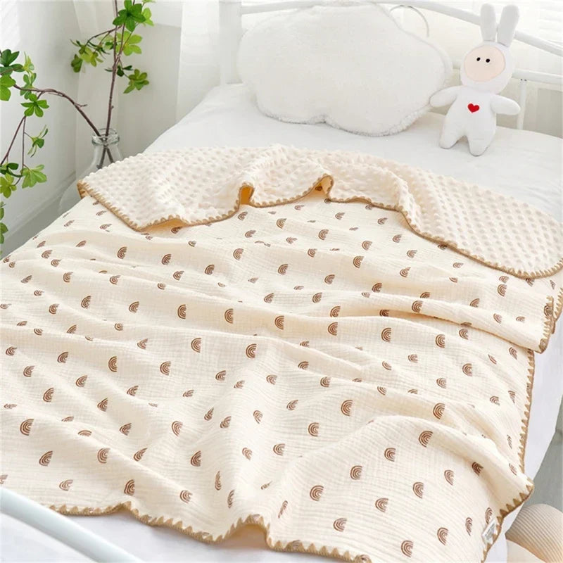 3D Minky Dot Baby Blanket Newborn Cotton Gauze