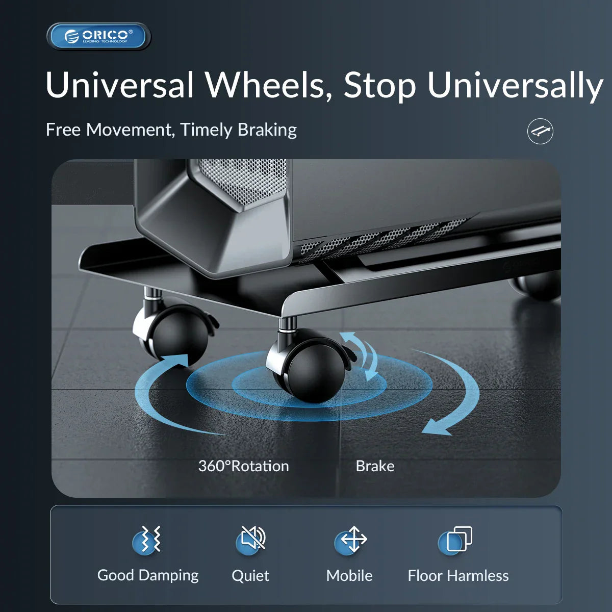 ORICO Steel Mobile CPU Stand Computer Tower Stand