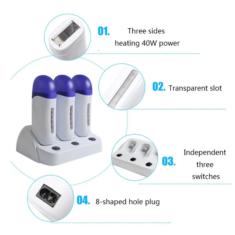 D0AB Portable Hot Wax Depilatory Roller Warmer Hair