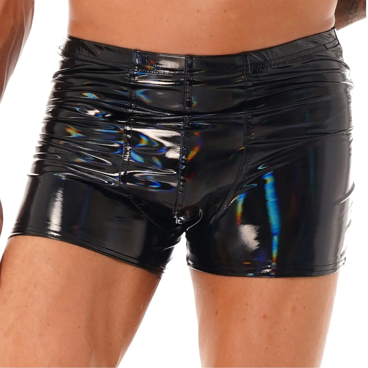 Sexy Mens Wet Look Patent Leather Boxer Briefs