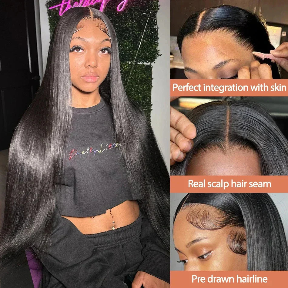30 40 Inch Straight Lace Front Wigs Glueless