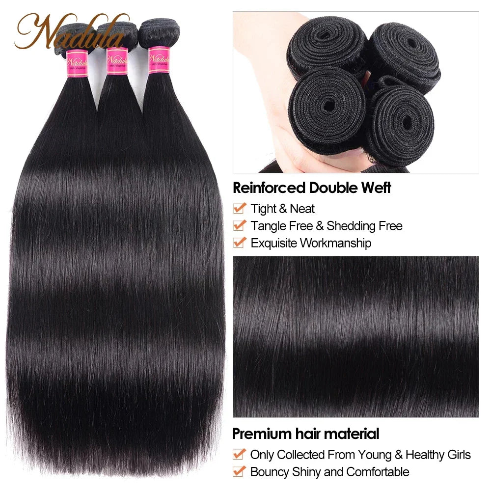 Nadula Straight Bundles Human Hair Weave 3 Bundles